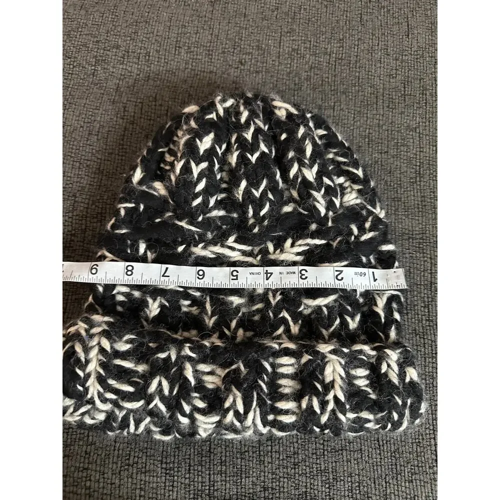 Eugenia Kim Chunky Knit Wool Baby Alpaca Beanie Black Ivory One Size